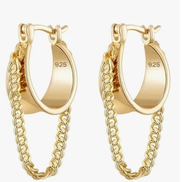Elegant Gold Chain Hoop Earrings
